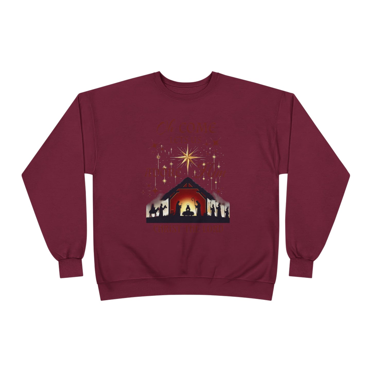 Christmas Nativity Unisex Sweatshirt with 'Oh come let us adore him, Christ the Lord' Design