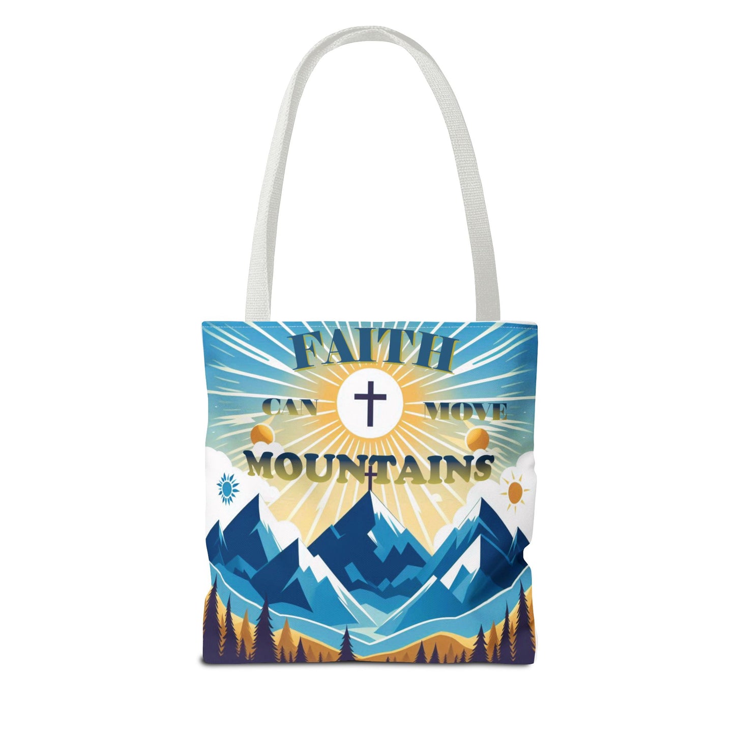 "FAITH CAN MOVE MOUNTAINS" Tote Bag (AOP)