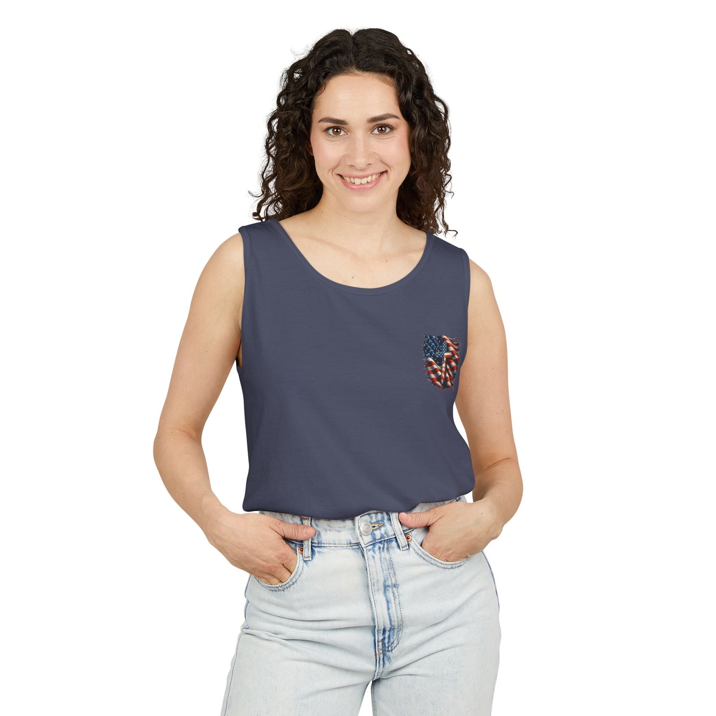 Unisex Garment-Dyed Tank Top "GOD BLESS AMERICA"
