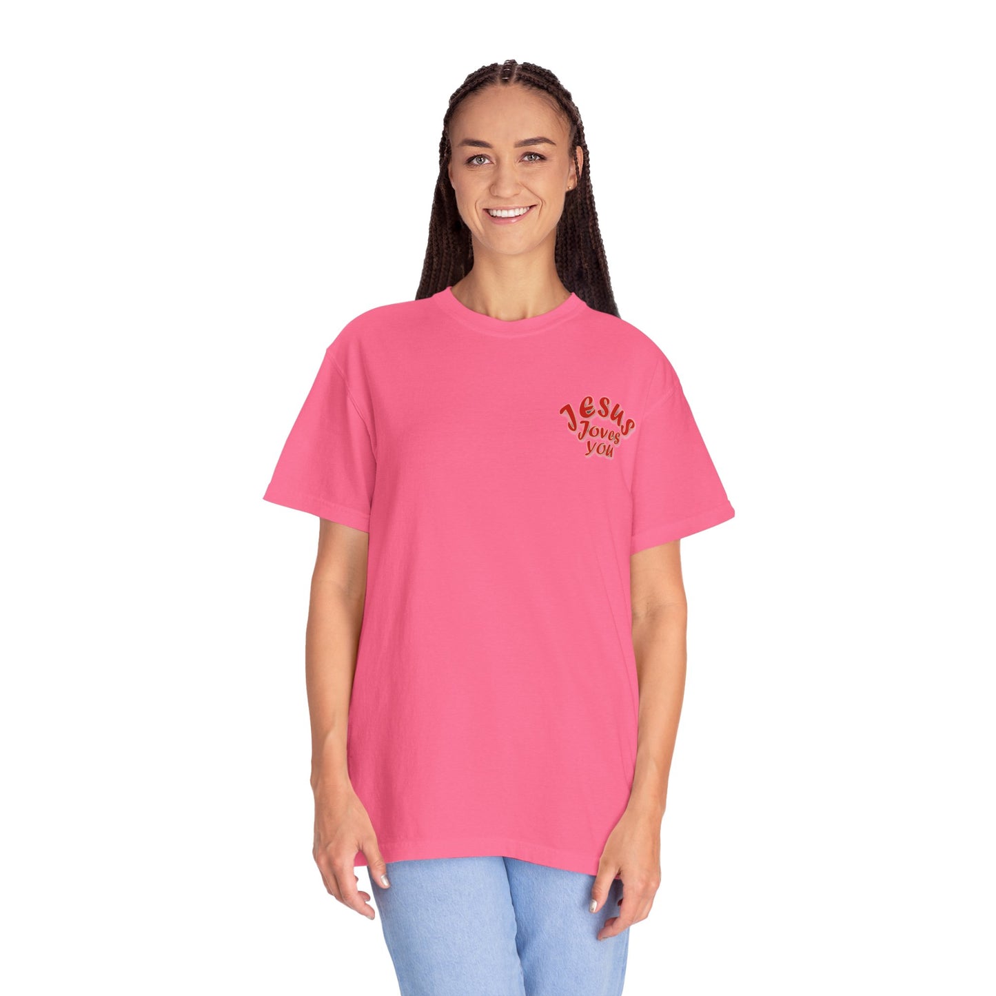 Christian Cross Heart Unisex T-shirt - Jesus Loves You Design