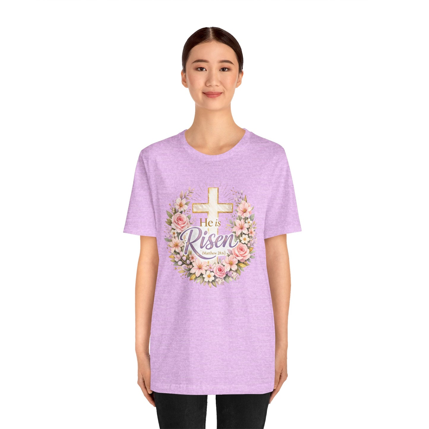 He Is Risen Floral Cross T-Shirt