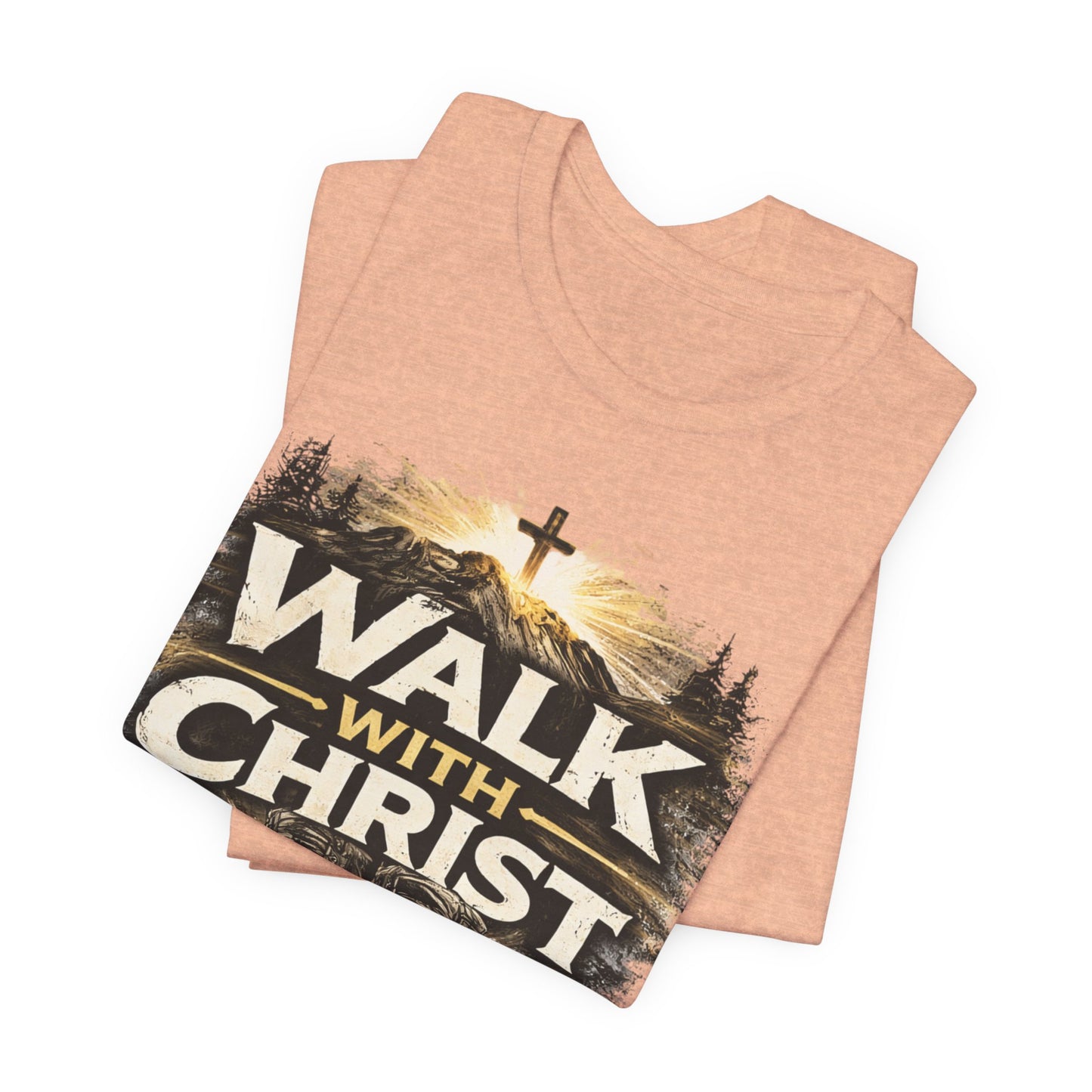 Walk With Christ T-Shirt — Christian Faith Tee with Boots & Cross Design