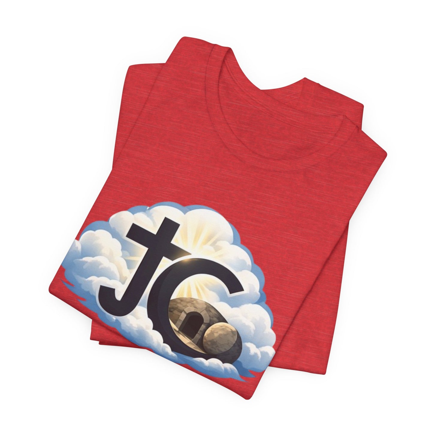 Jesus Christ (JC) Cross Tee — Crucified, Risen & Coming Again