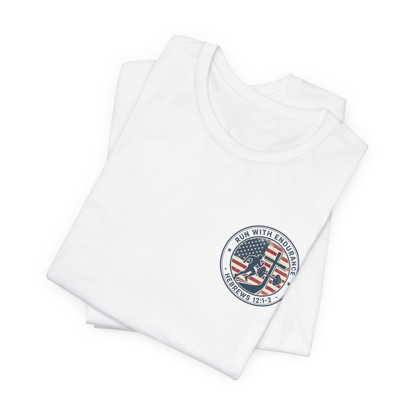 Hebrews 12:1-2 'Run With Endurance' T-Shirt — Inspirational Christian Tee