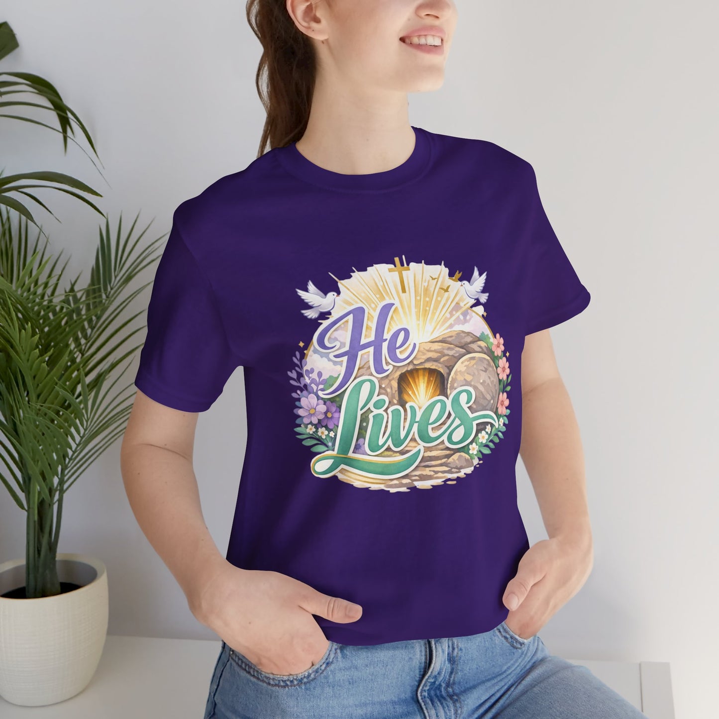 He Lives Jesus Tomb Tee — Christian Easter T‑Shirt