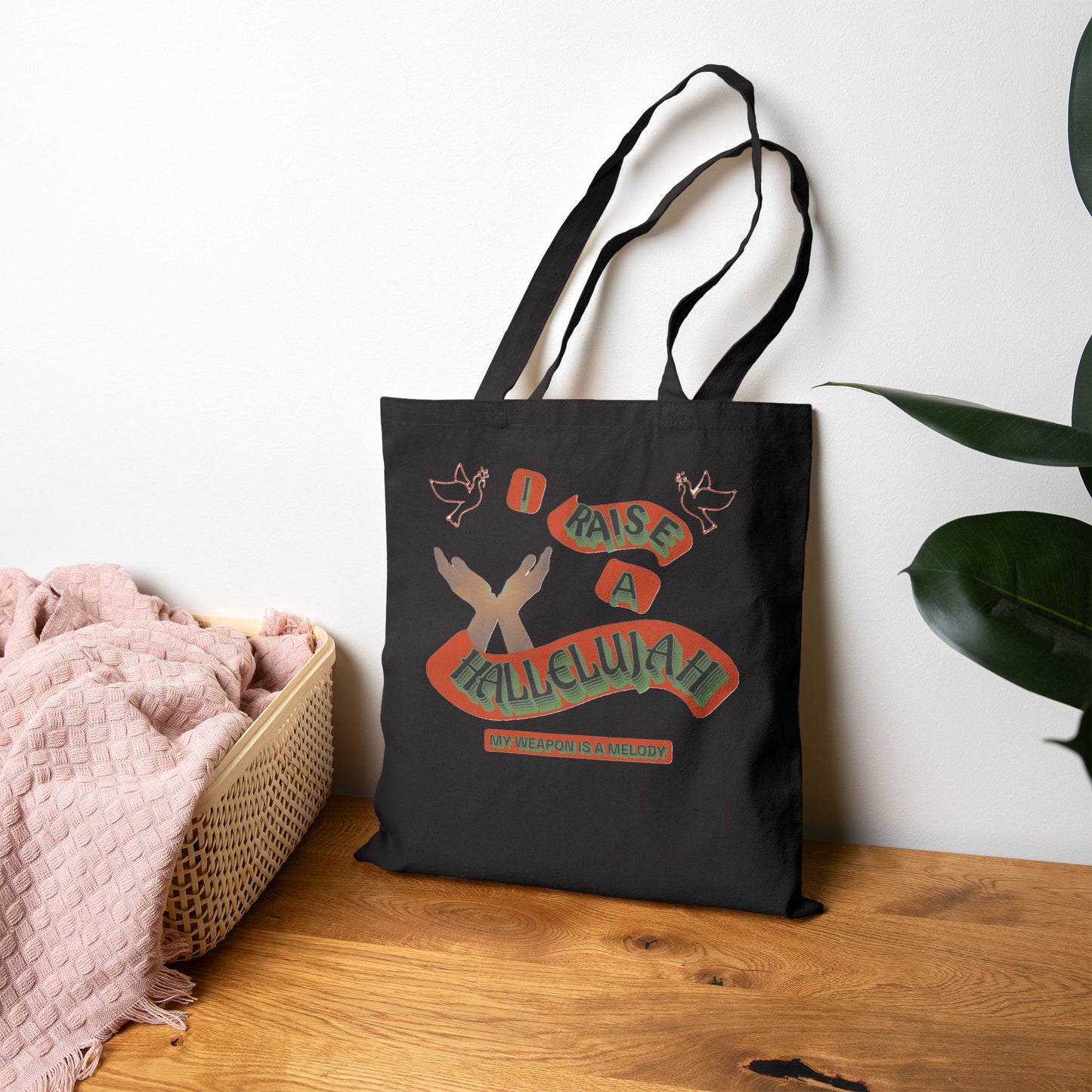 Cotton Canvas Tote Bag "I RAISE A HALLELUJAH"