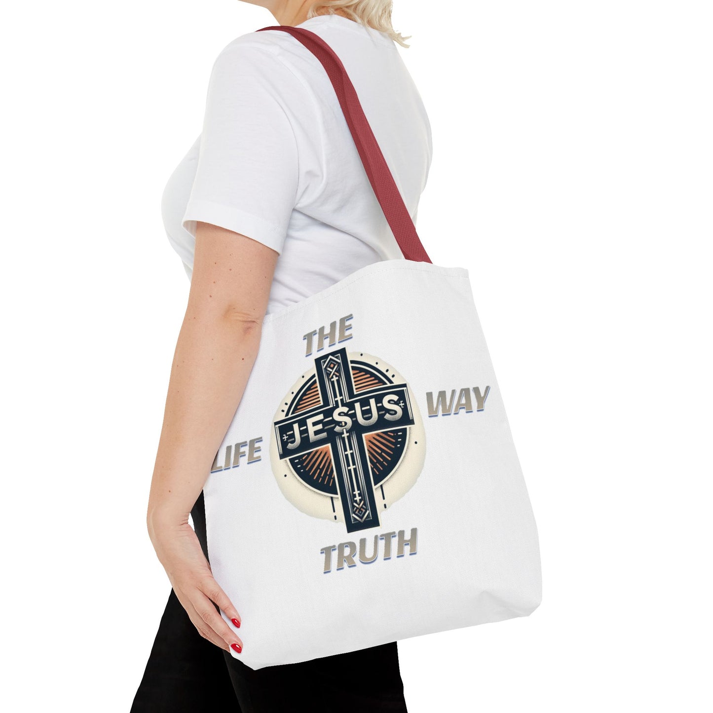 Tote Bag (AOP)"JESUS IS THE WAY TRUTH LIFE"