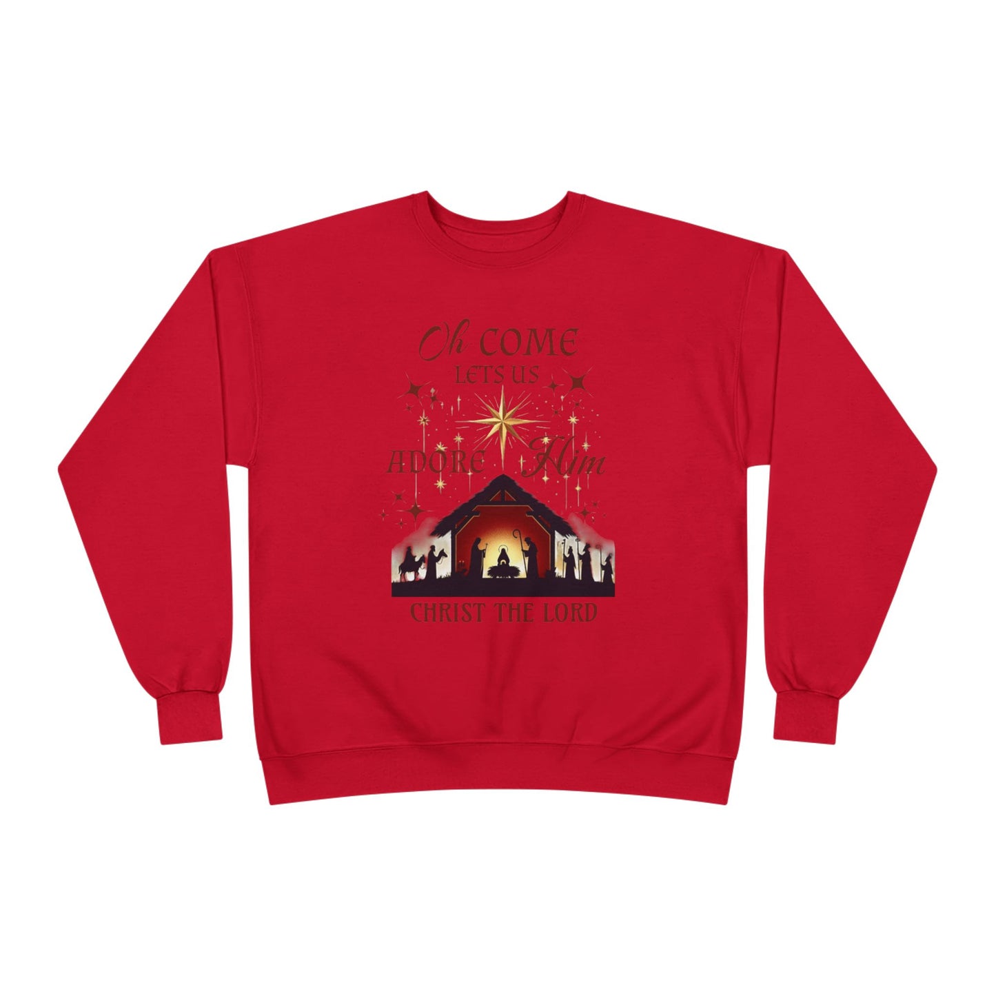 Christmas Nativity Unisex Sweatshirt with 'Oh come let us adore him, Christ the Lord' Design