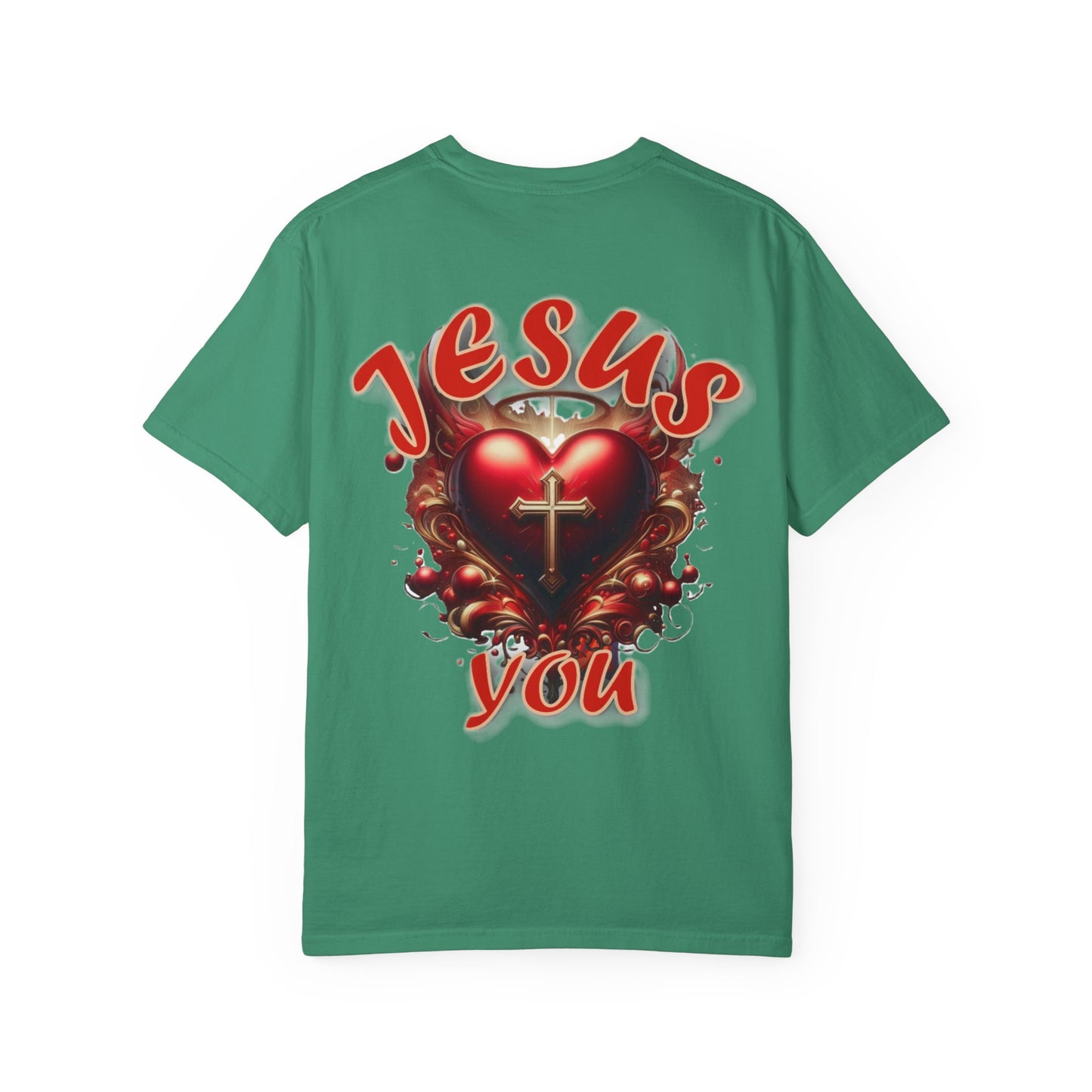 Christian Cross Heart Unisex T-shirt - Jesus Loves You Design