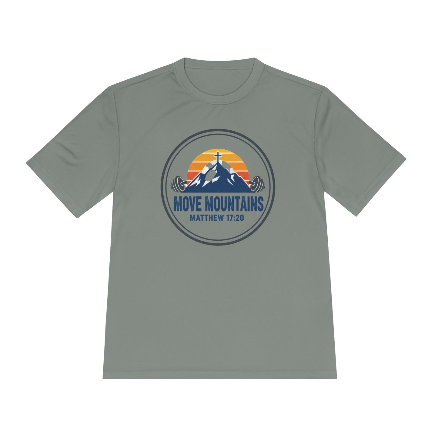 Matthew 17:20 'Move Mountains' Workout Tee — Moisture-Wicking Athletic Shirt