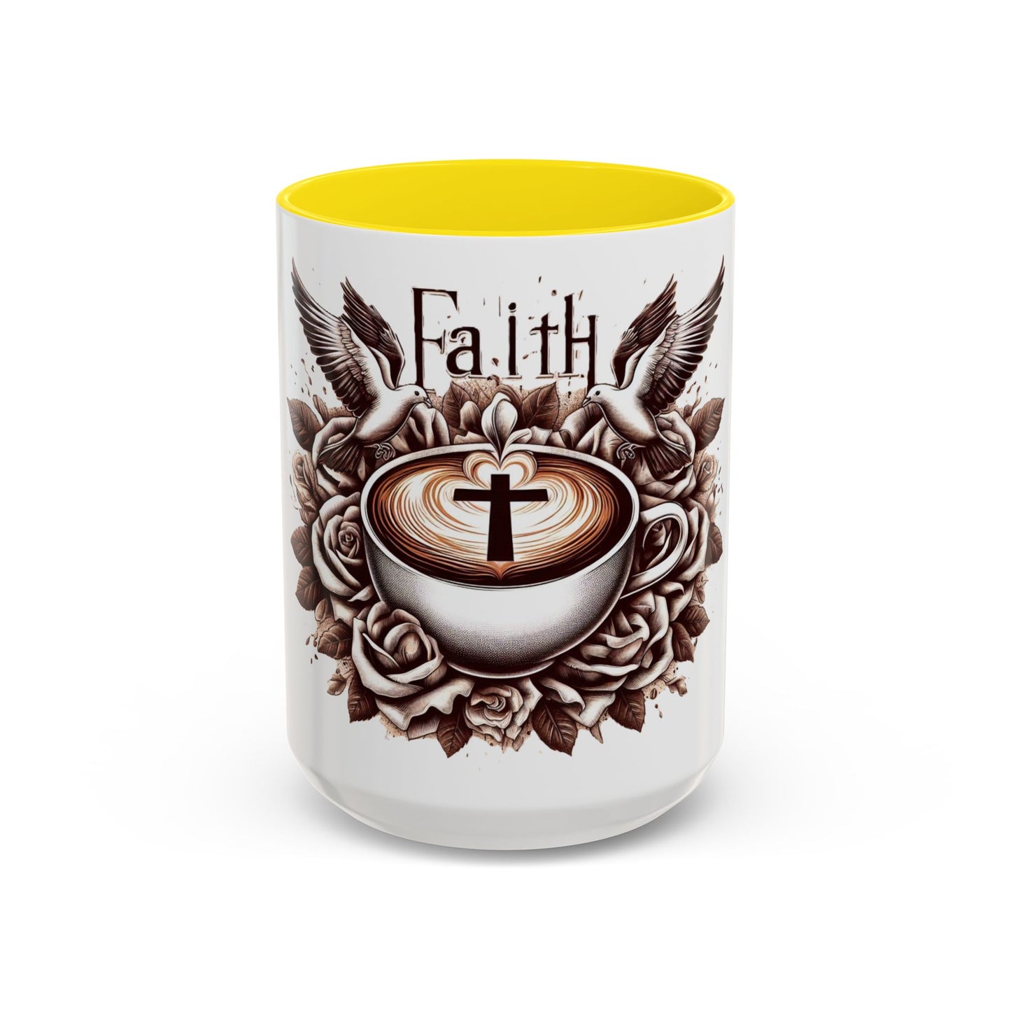 Accent Coffee Mug (11, 15oz) "Faith & Coffee"