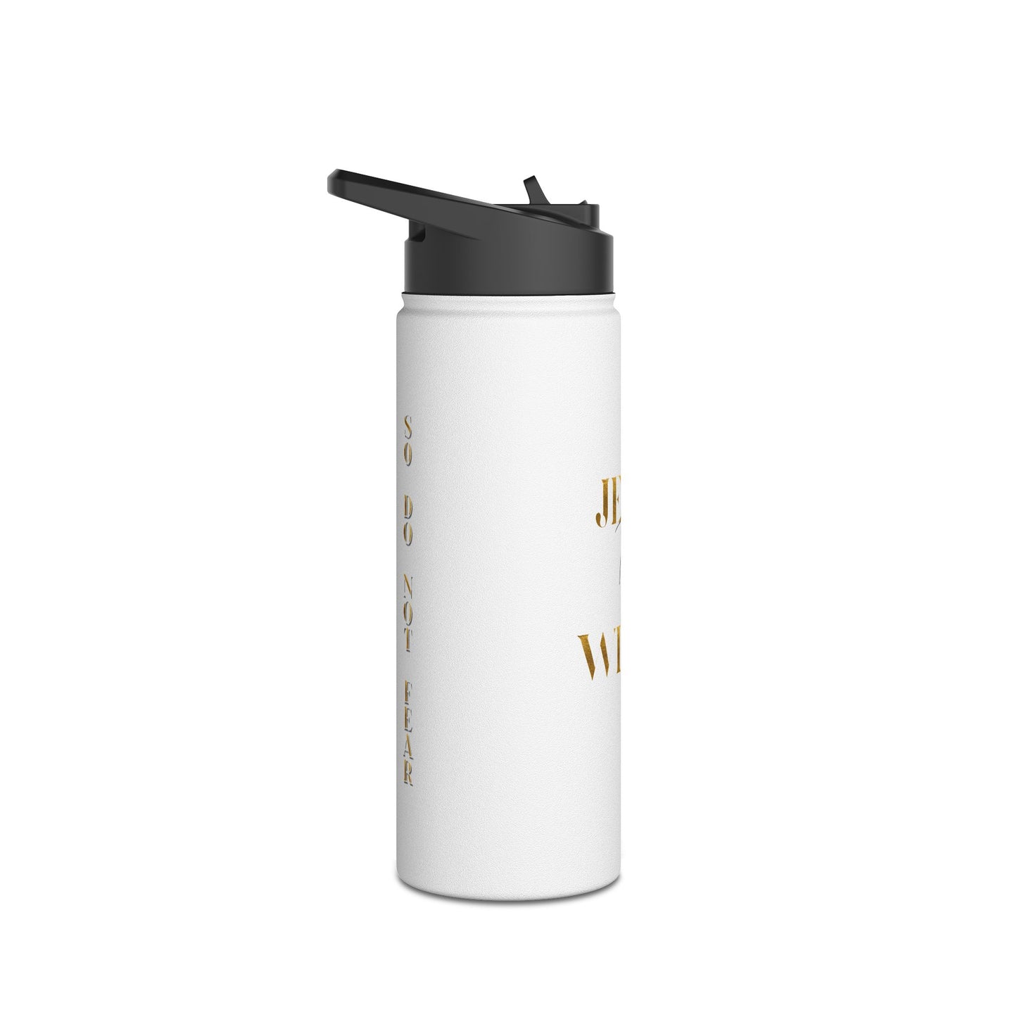 Stainless Steel Water Bottle, "Jesus take the Wheel", Standard Lid