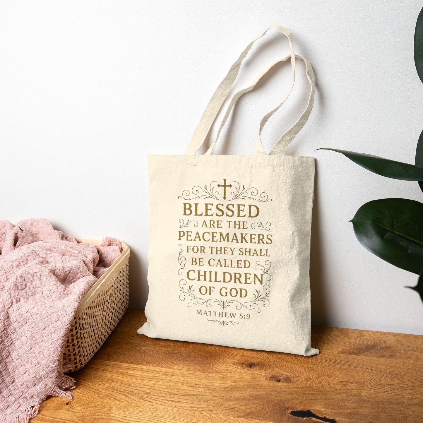 Blessed Are the Peacemakers Cotton Canvas Tote Bag — Faith-Based Inspirational Carryall