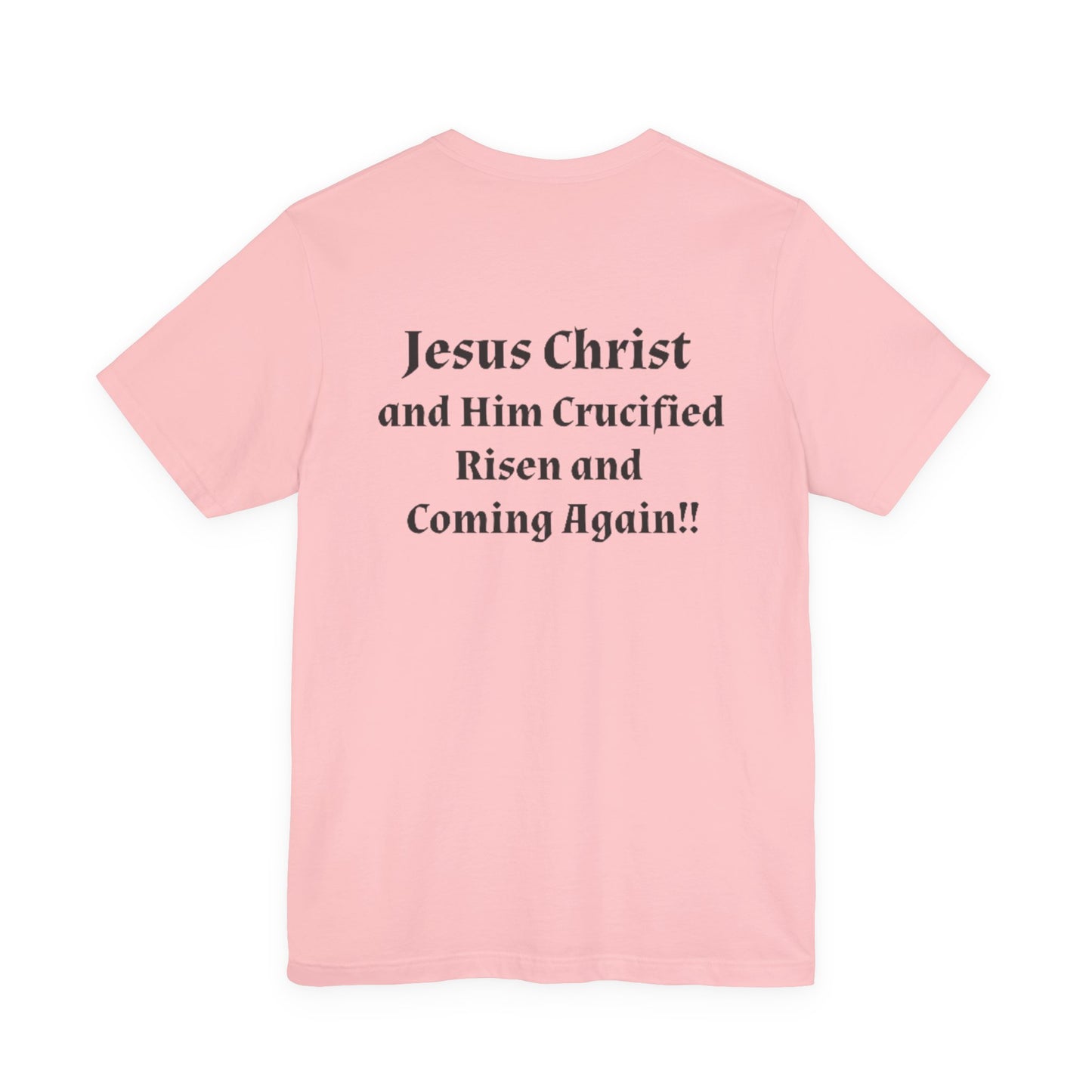 Jesus Christ (JC) Cross Tee — Crucified, Risen & Coming Again