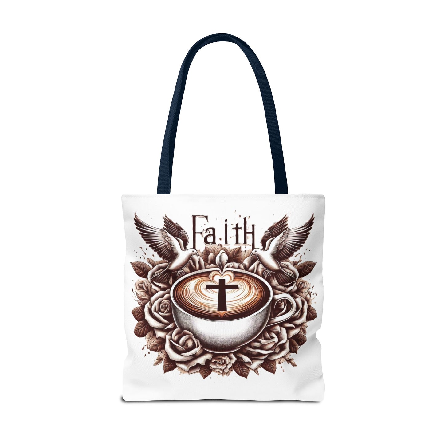 Tote Bag (AOP) "Faith and Coffee"