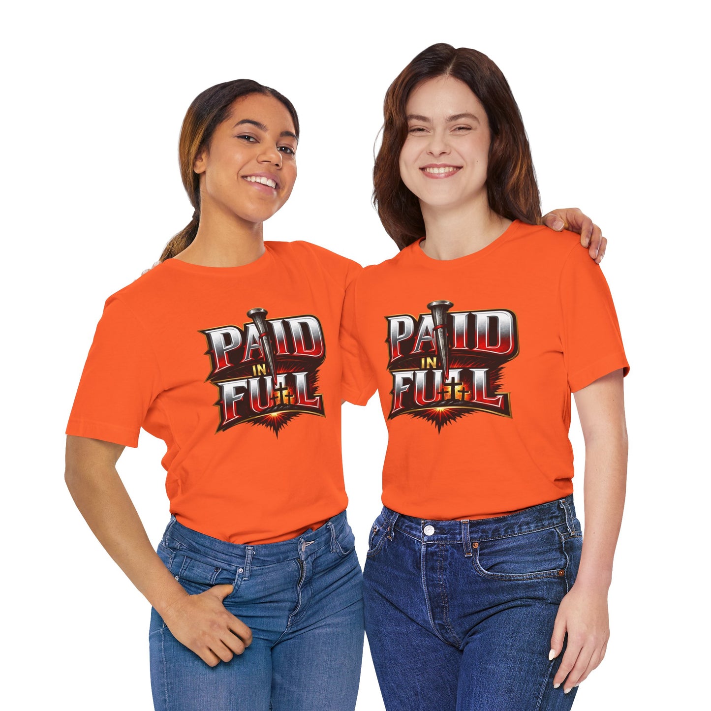Paid In Full Christian Cross T-Shirt — Nail & Triple Cross Graphic