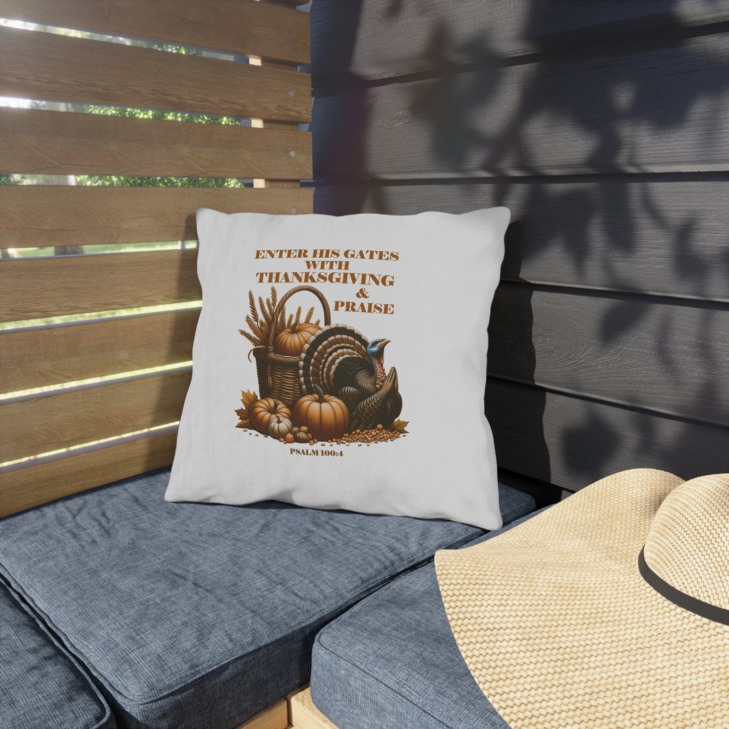 Outdoor Pillows with Bible Verse Psalm 100:4
