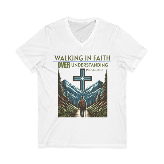 V-Neck Tee - Proverbs 3:5 'WALKING IN FAITH OVER UNDERSTANDING'