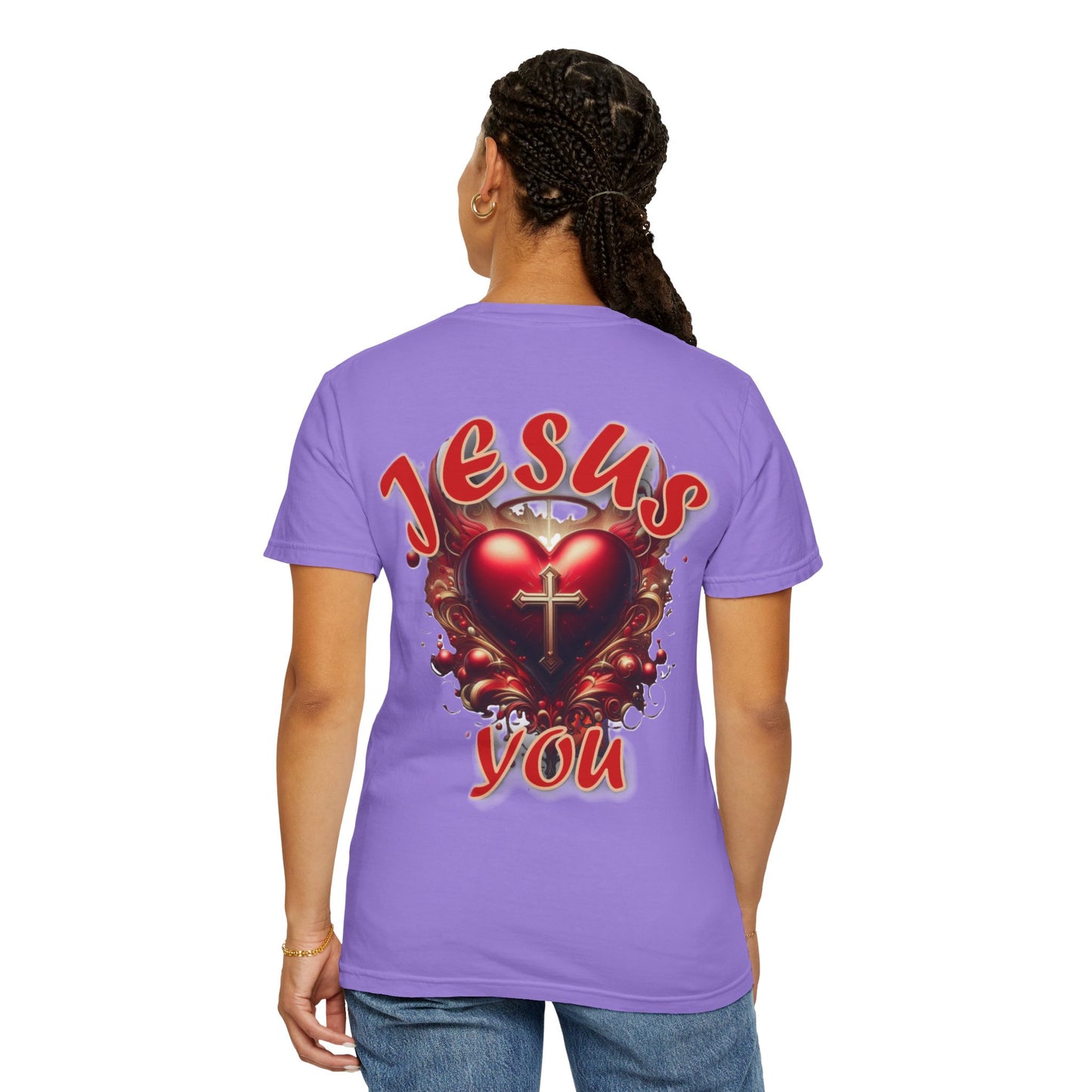 Christian Cross Heart Unisex T-shirt - Jesus Loves You Design