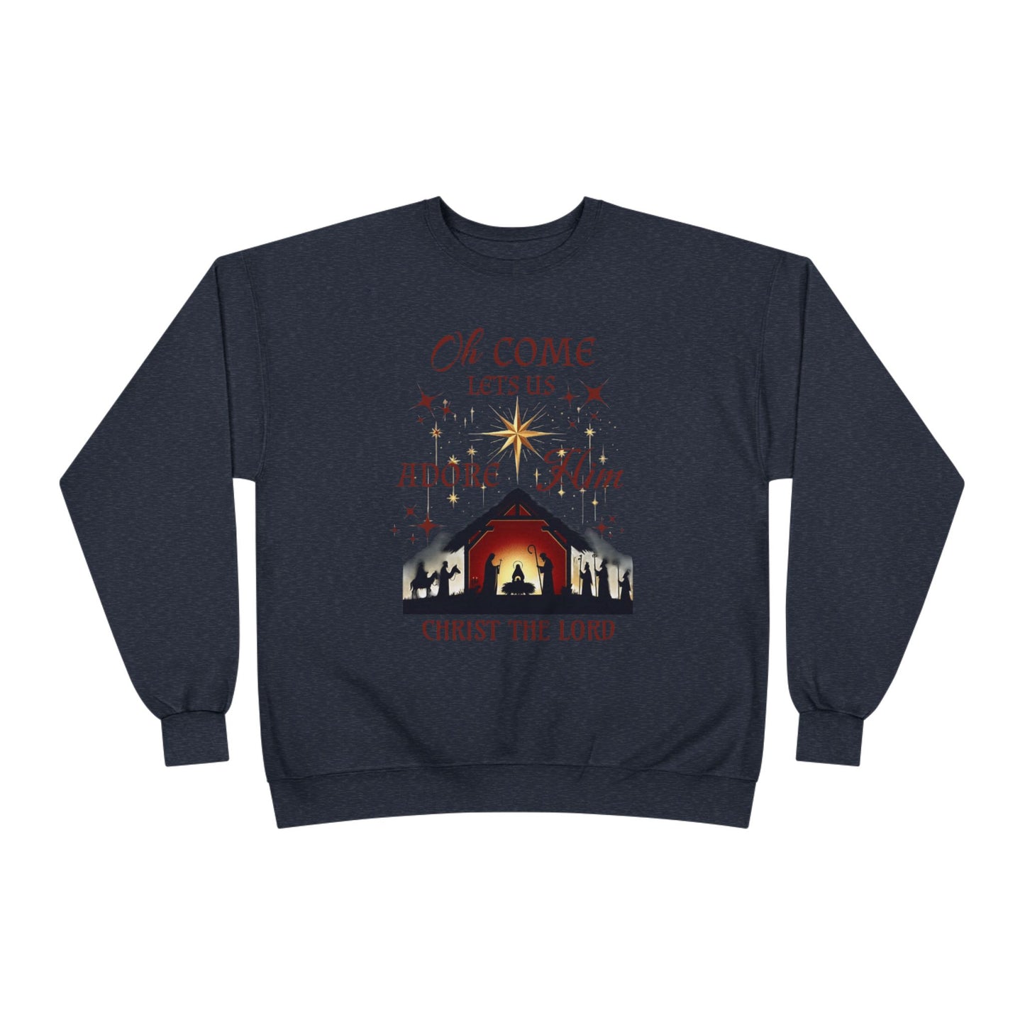 Christmas Nativity Unisex Sweatshirt with 'Oh come let us adore him, Christ the Lord' Design