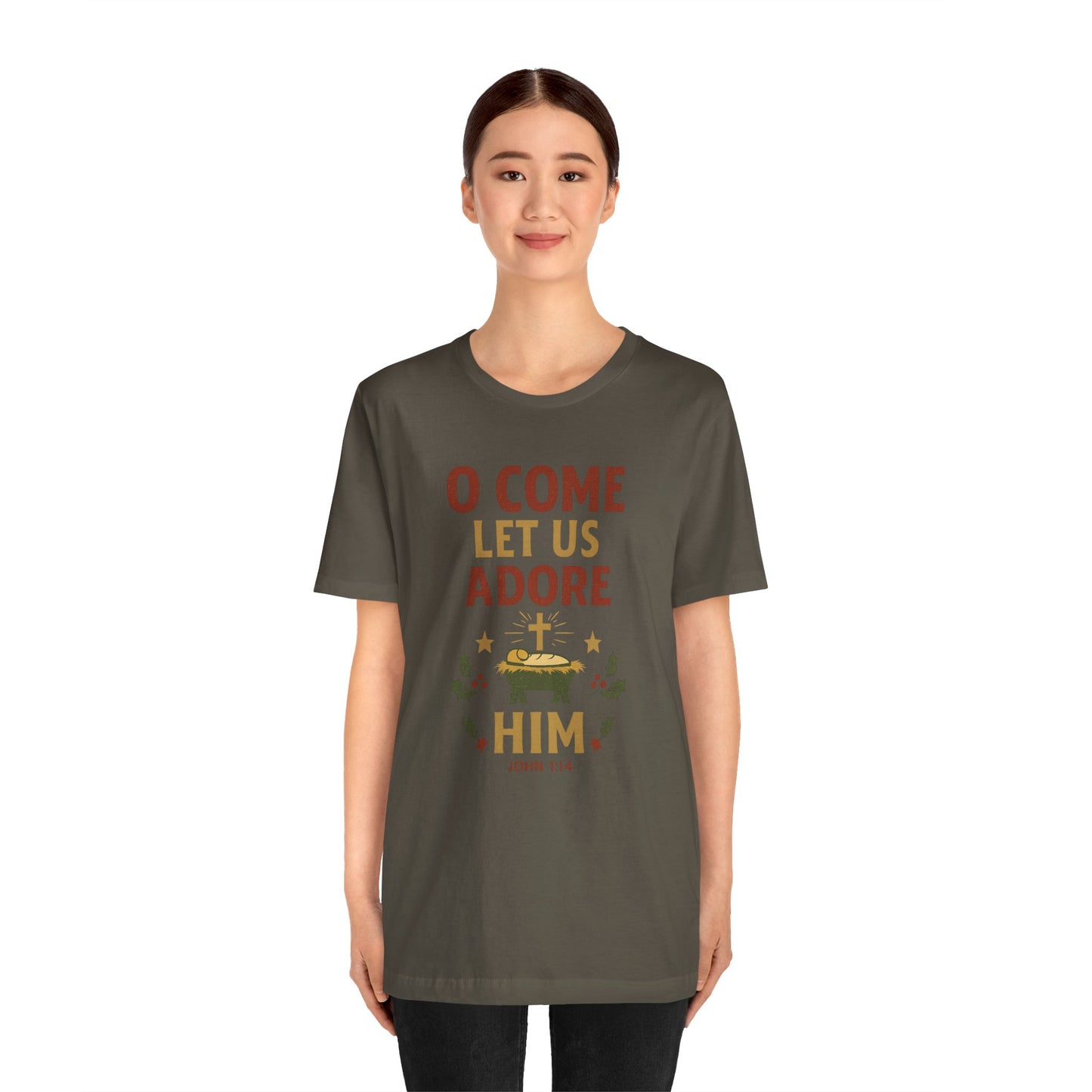 O Come Let Us Adore Him Christmas T-Shirt