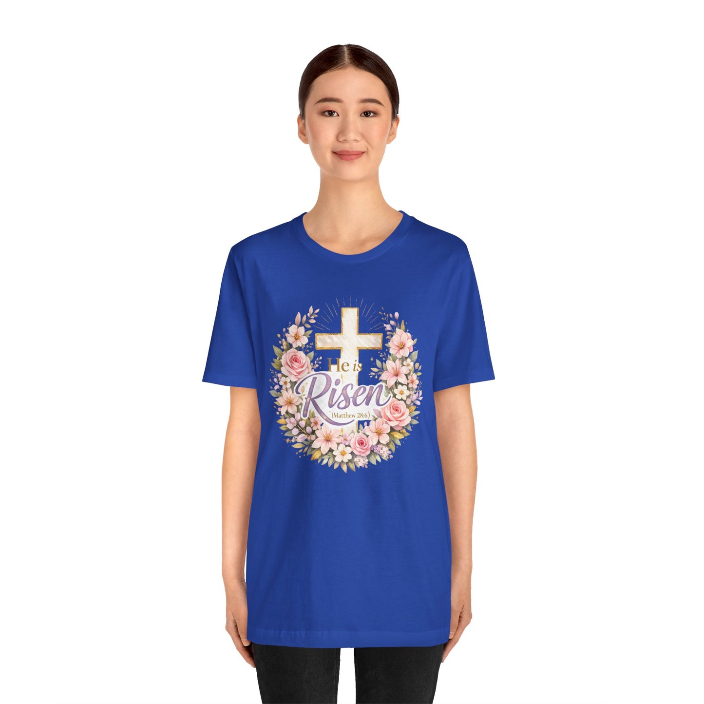 He Is Risen Floral Cross T-Shirt