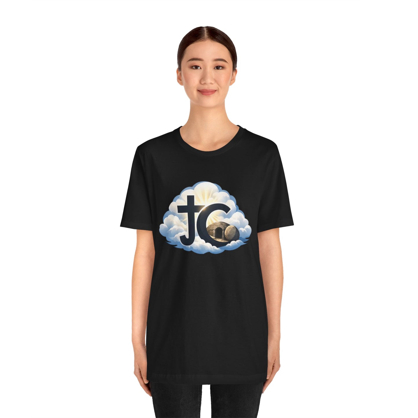 Jesus Christ (JC) Cross Tee — Crucified, Risen & Coming Again