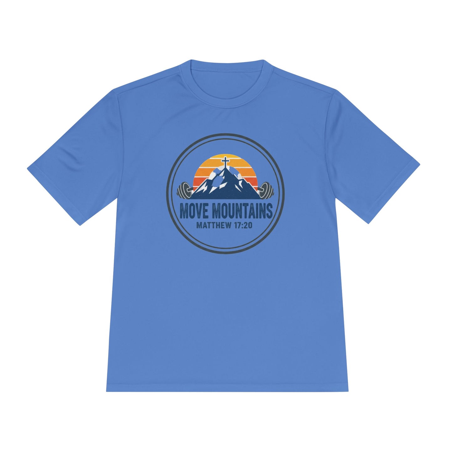 Matthew 17:20 'Move Mountains' Workout Tee — Moisture-Wicking Athletic Shirt