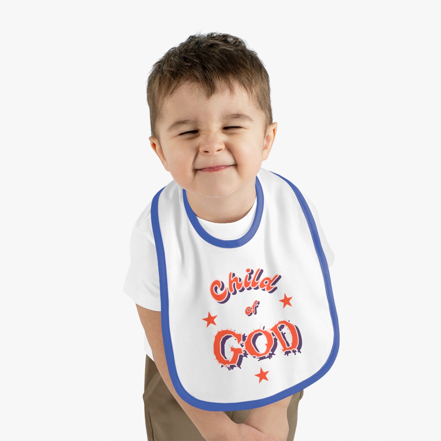 Baby Contrast Trim Jersey Bib "Child of GOD"