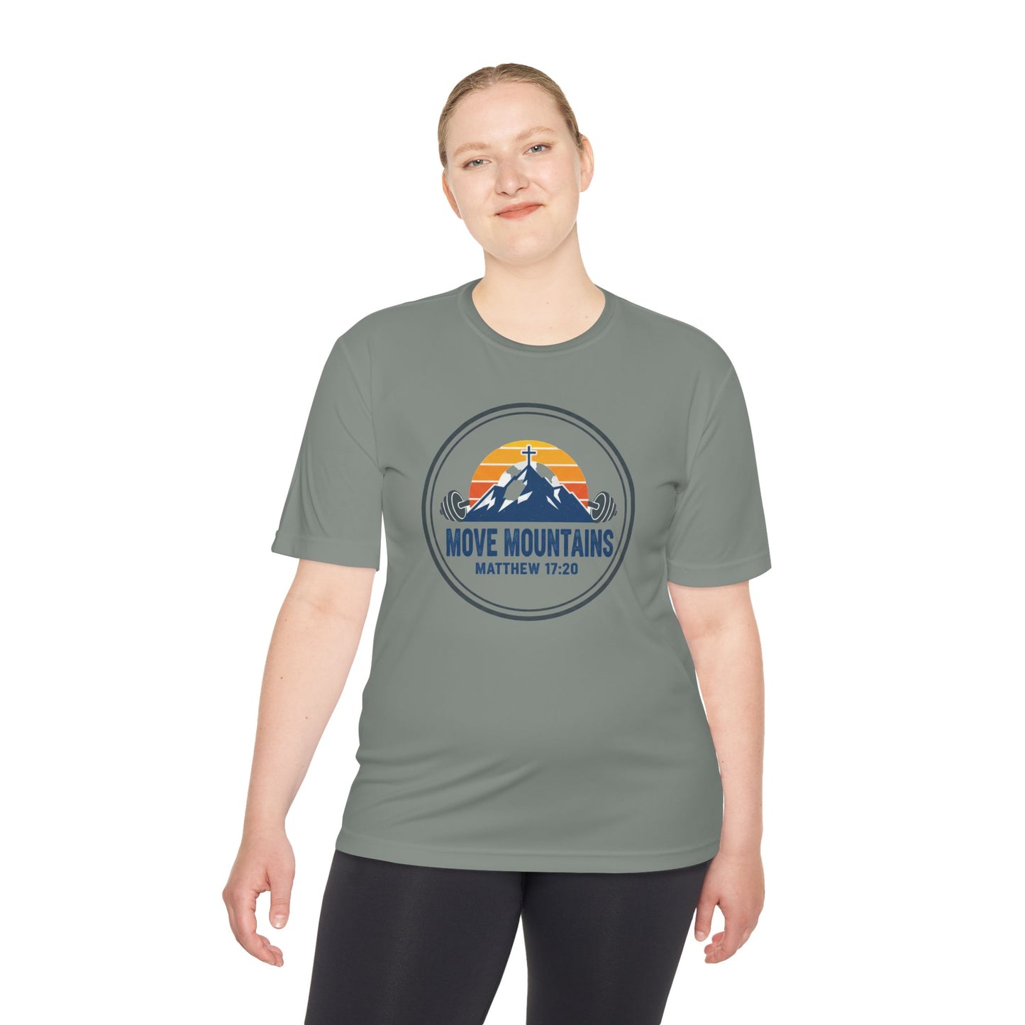 Matthew 17:20 'Move Mountains' Workout Tee — Moisture-Wicking Athletic Shirt