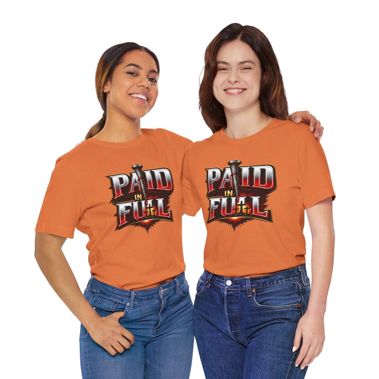Paid In Full Christian Cross T-Shirt — Nail & Triple Cross Graphic