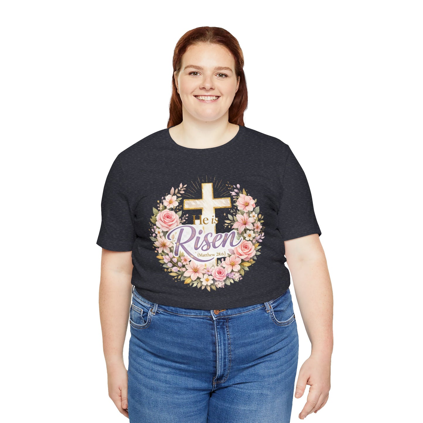 He Is Risen Floral Cross T-Shirt
