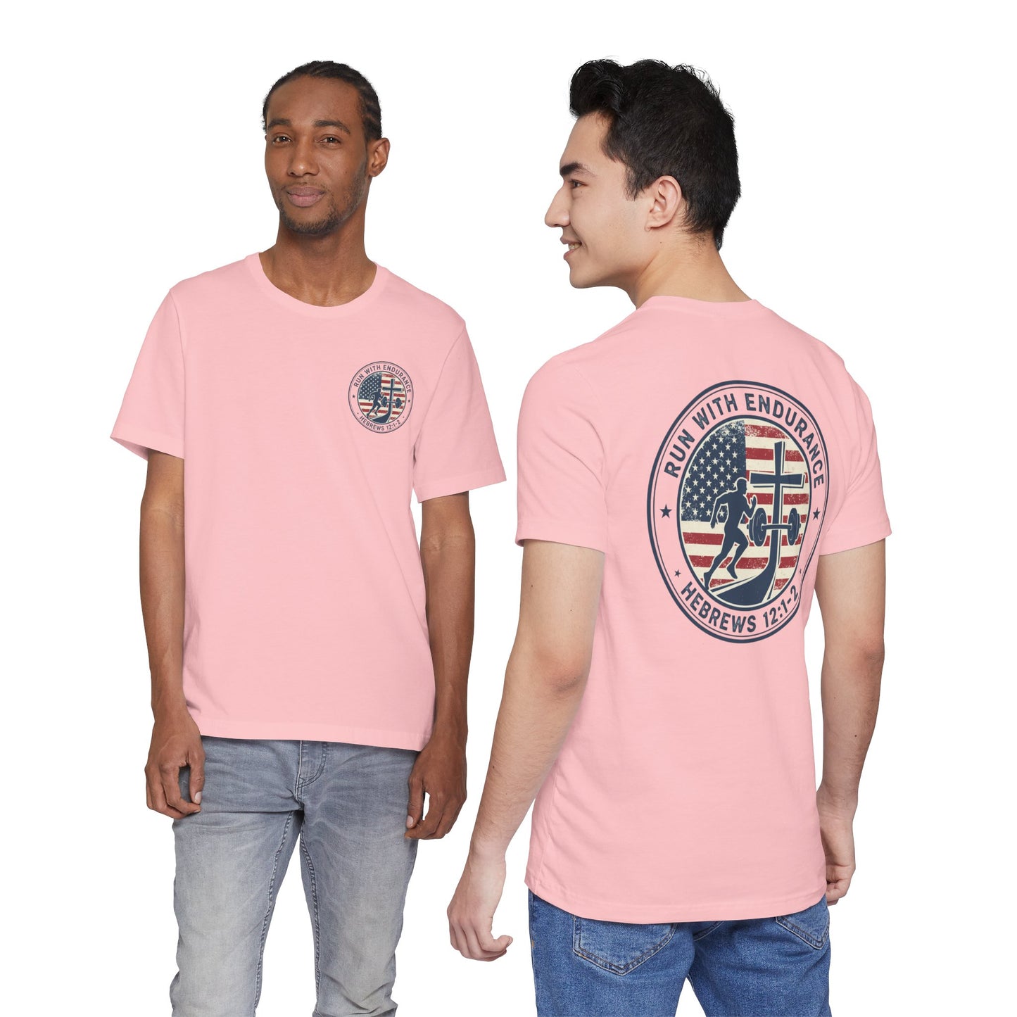 Hebrews 12:1-2 'Run With Endurance' T-Shirt — Inspirational Christian Tee