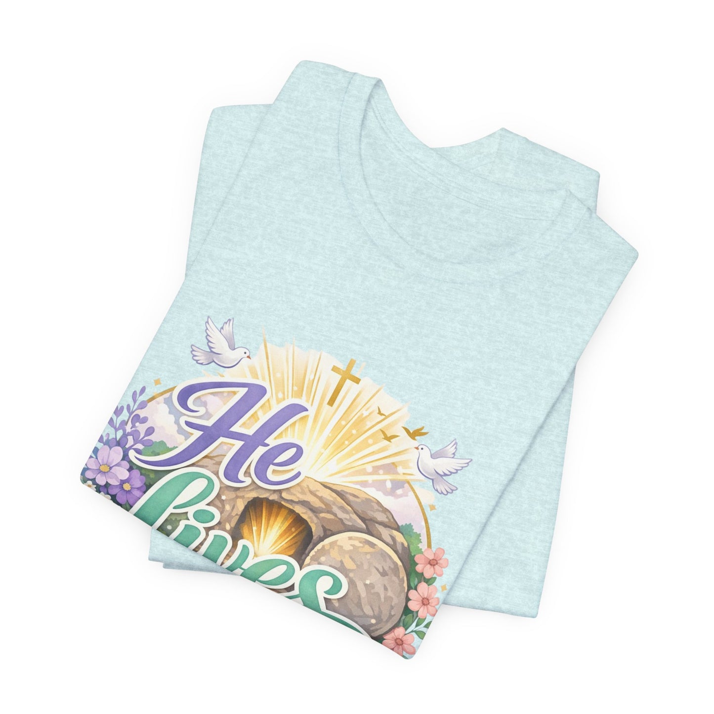 He Lives Jesus Tomb Tee — Christian Easter T‑Shirt