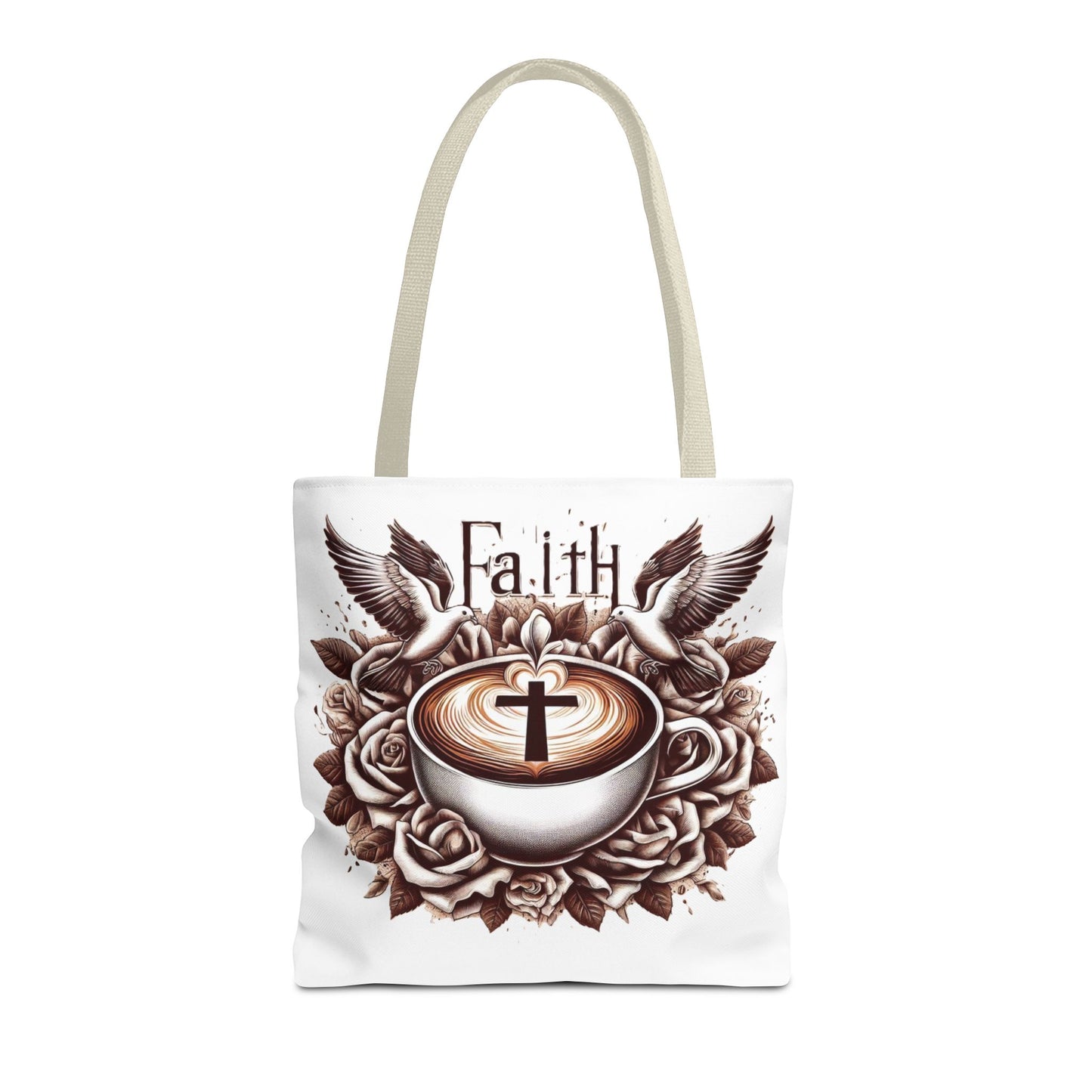 Tote Bag (AOP) "Faith and Coffee"