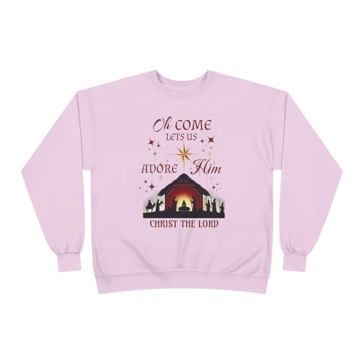 Christmas Nativity Unisex Sweatshirt with 'Oh come let us adore him, Christ the Lord' Design
