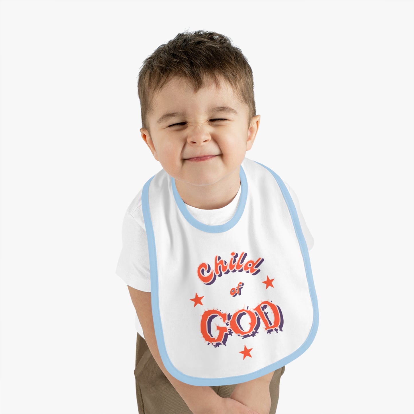 Baby Contrast Trim Jersey Bib "Child of GOD"
