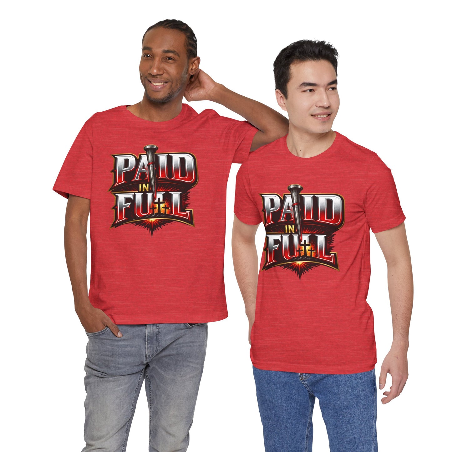 Paid In Full Christian Cross T-Shirt — Nail & Triple Cross Graphic