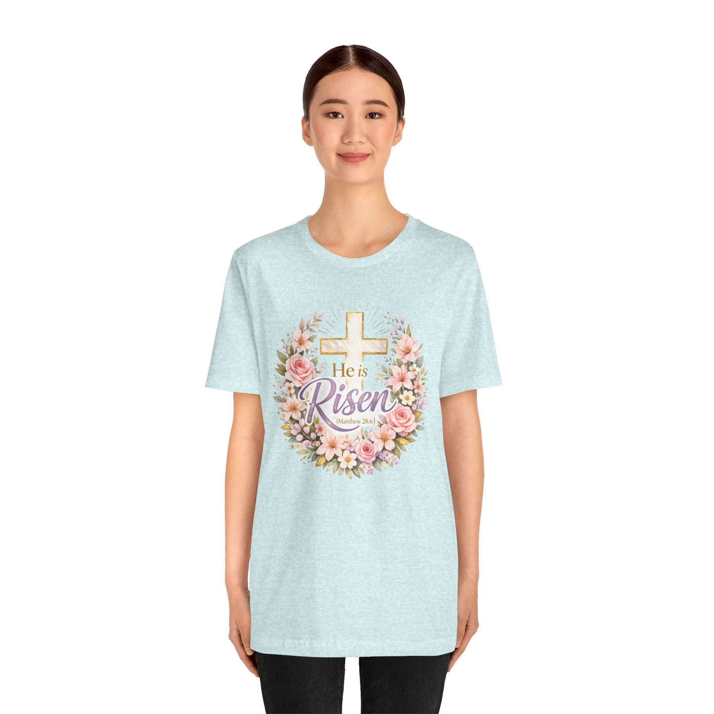 He Is Risen Floral Cross T-Shirt