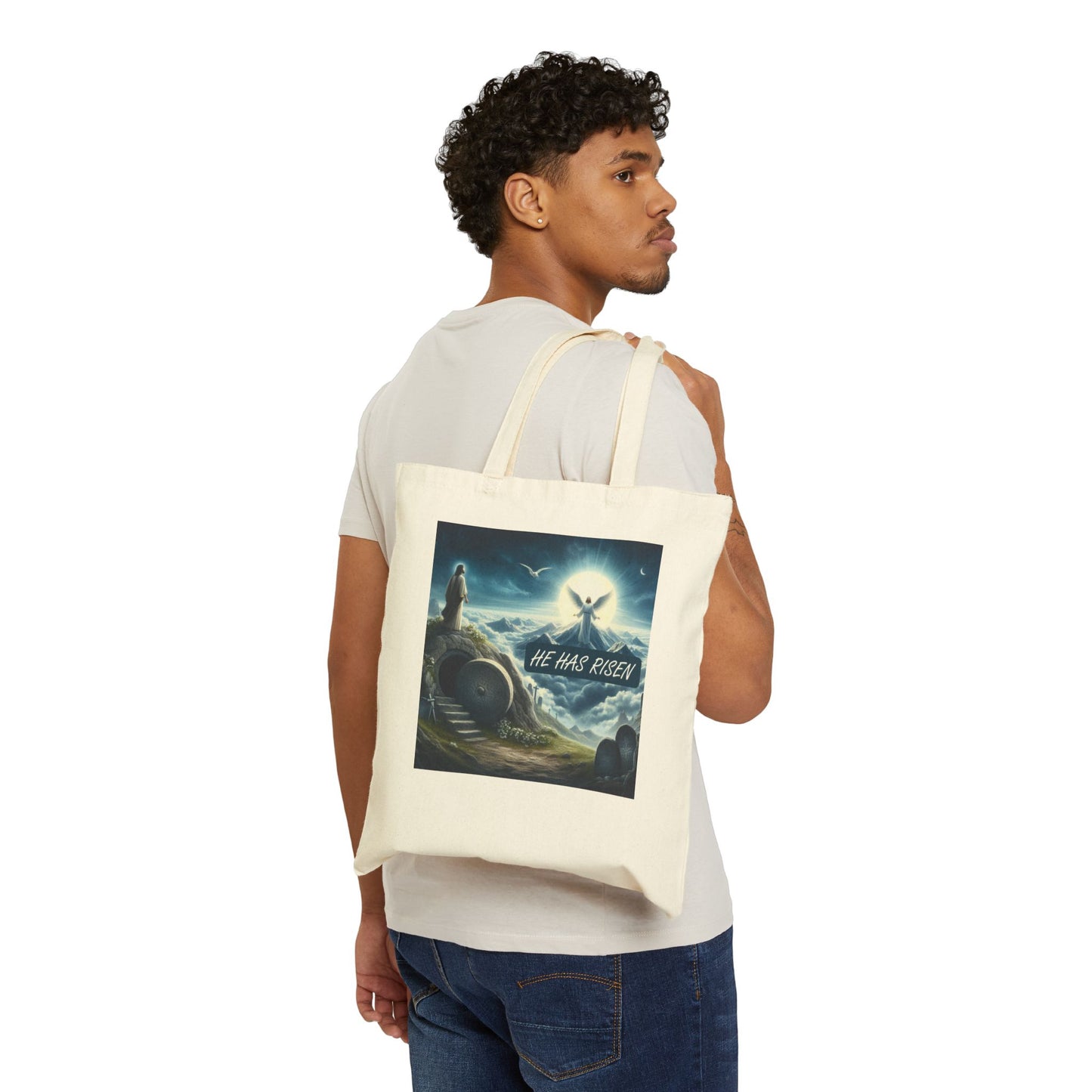 Cotton Canvas Tote Bag "HE HAS RISEN"