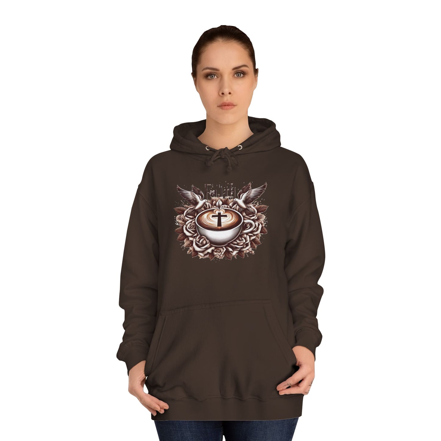 Unisex College Hoodie "Faith and Coffee"
