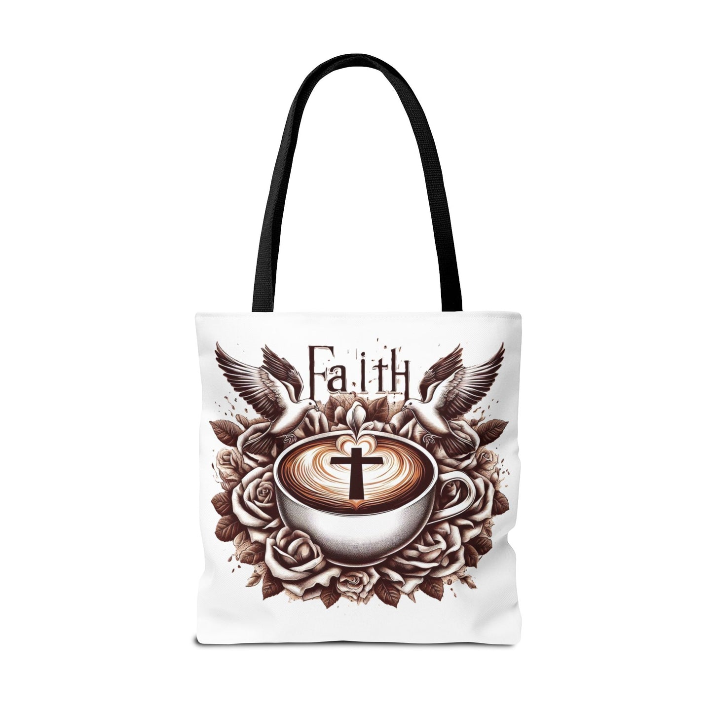 Tote Bag (AOP) "Faith and Coffee"