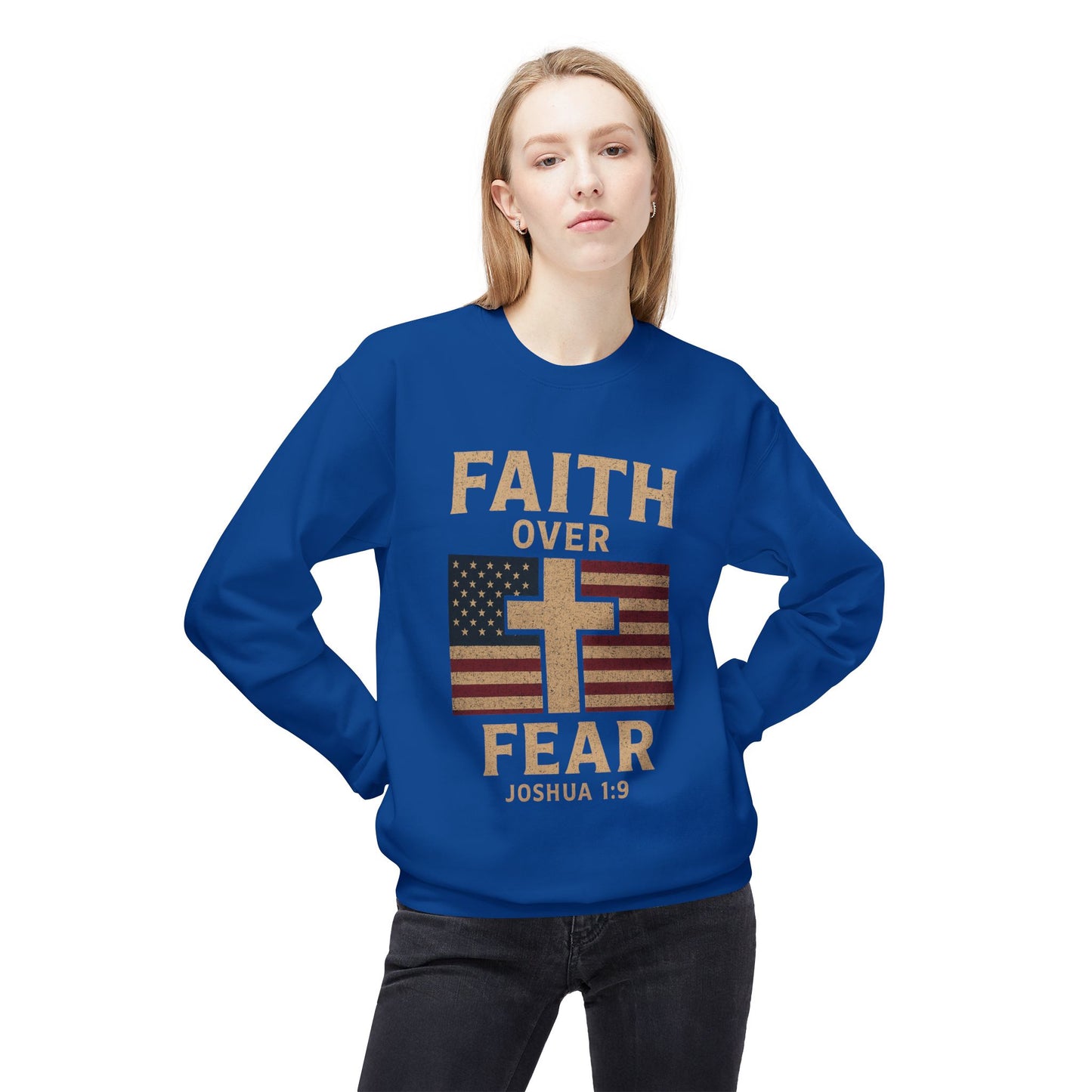 Faith Over Fear Christian Cross Sweatshirt