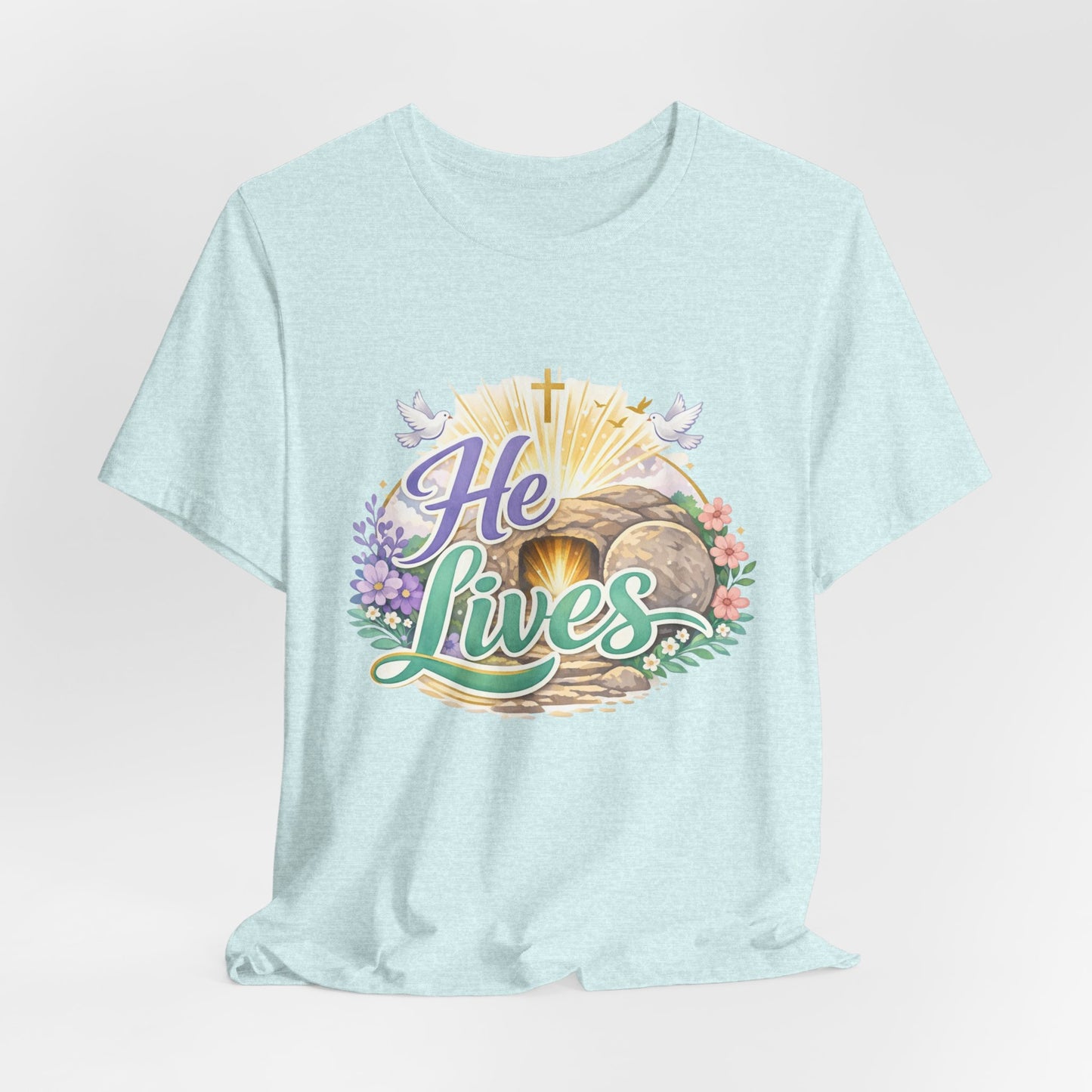 He Lives Jesus Tomb Tee — Christian Easter T‑Shirt