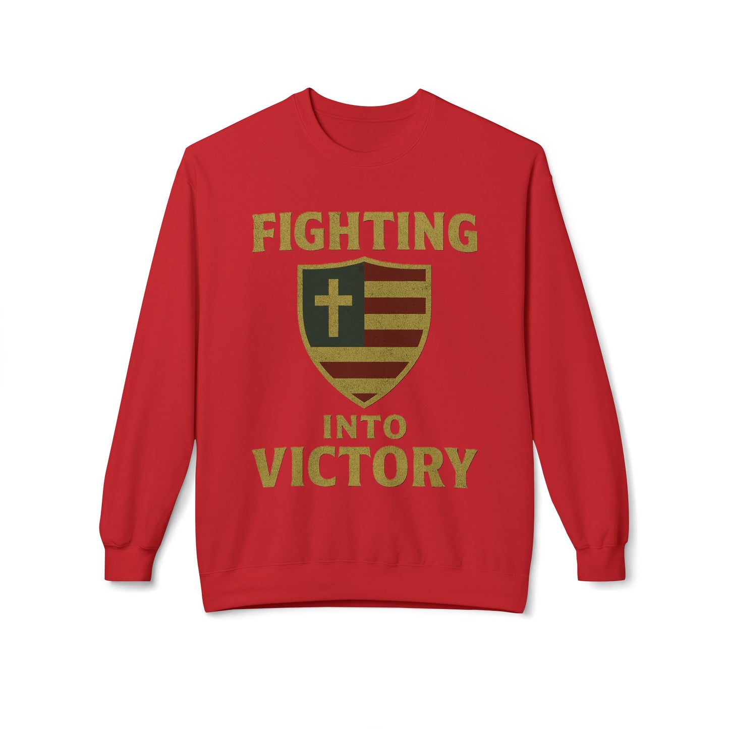 Christian Cross Shield Sweatshirt - Fighting into Victory