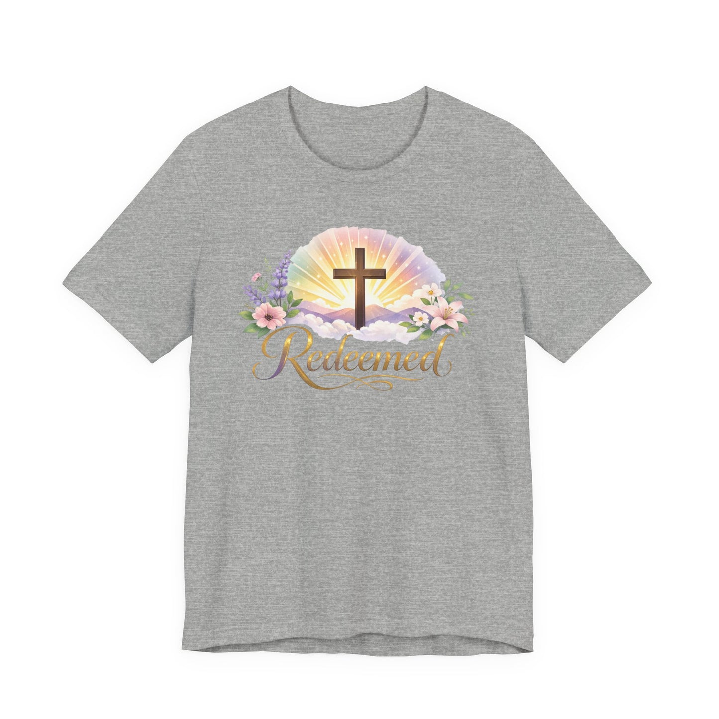 "Redeemed" Cross Floral T-Shirt — Christian Faith Tee