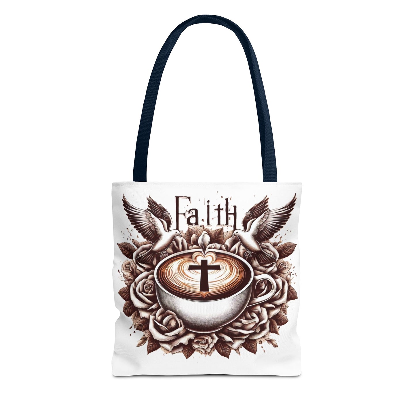 Tote Bag (AOP) "Faith and Coffee"