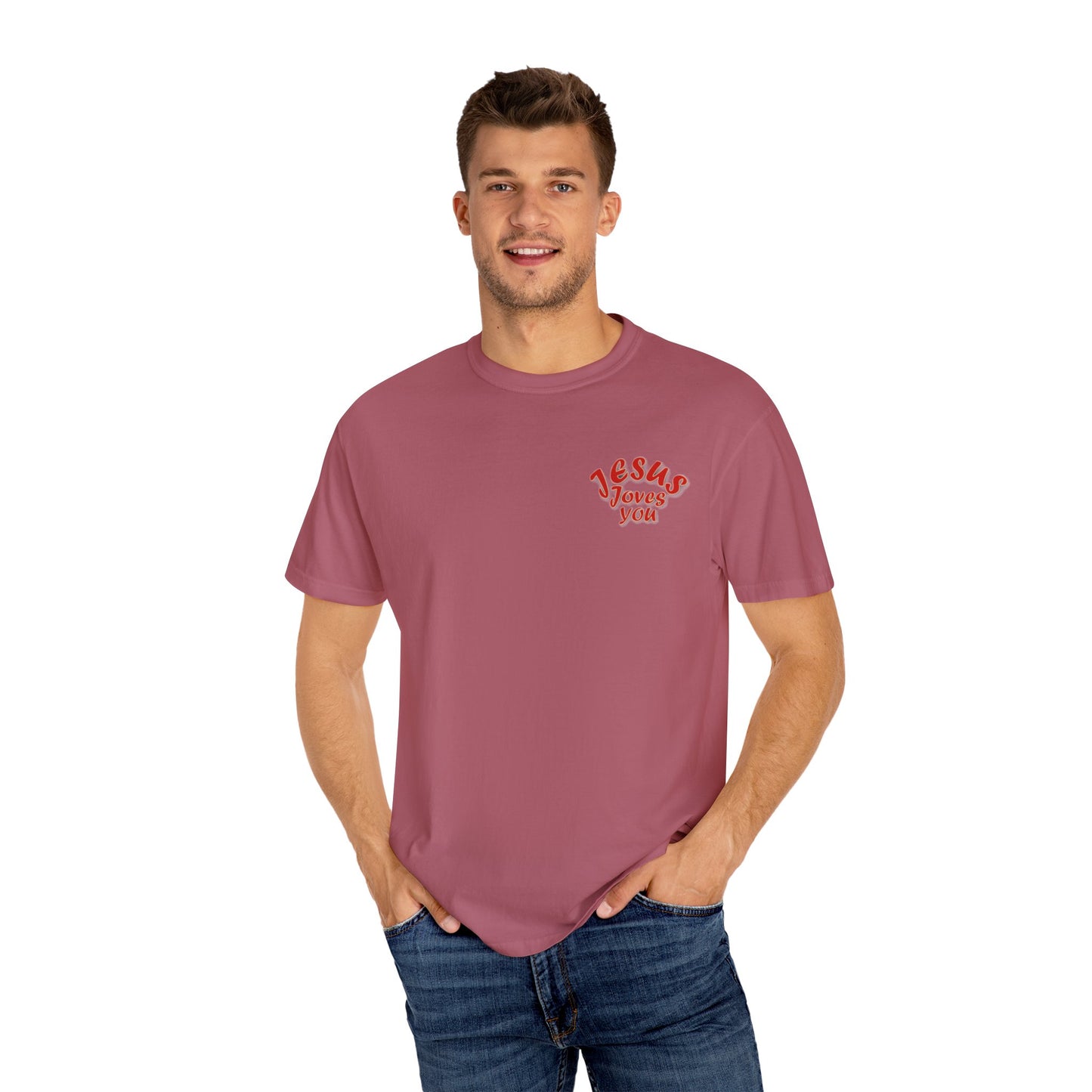 Christian Cross Heart Unisex T-shirt - Jesus Loves You Design