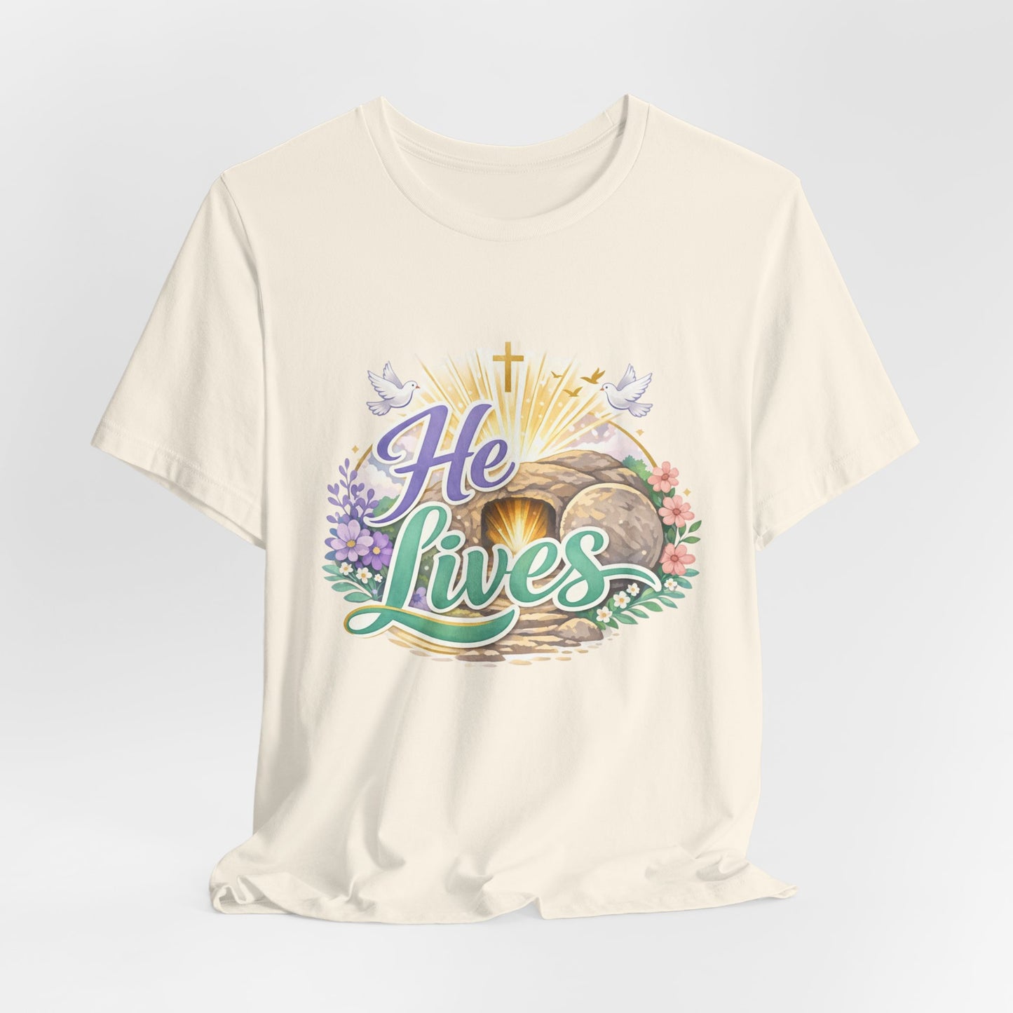 He Lives Jesus Tomb Tee — Christian Easter T‑Shirt
