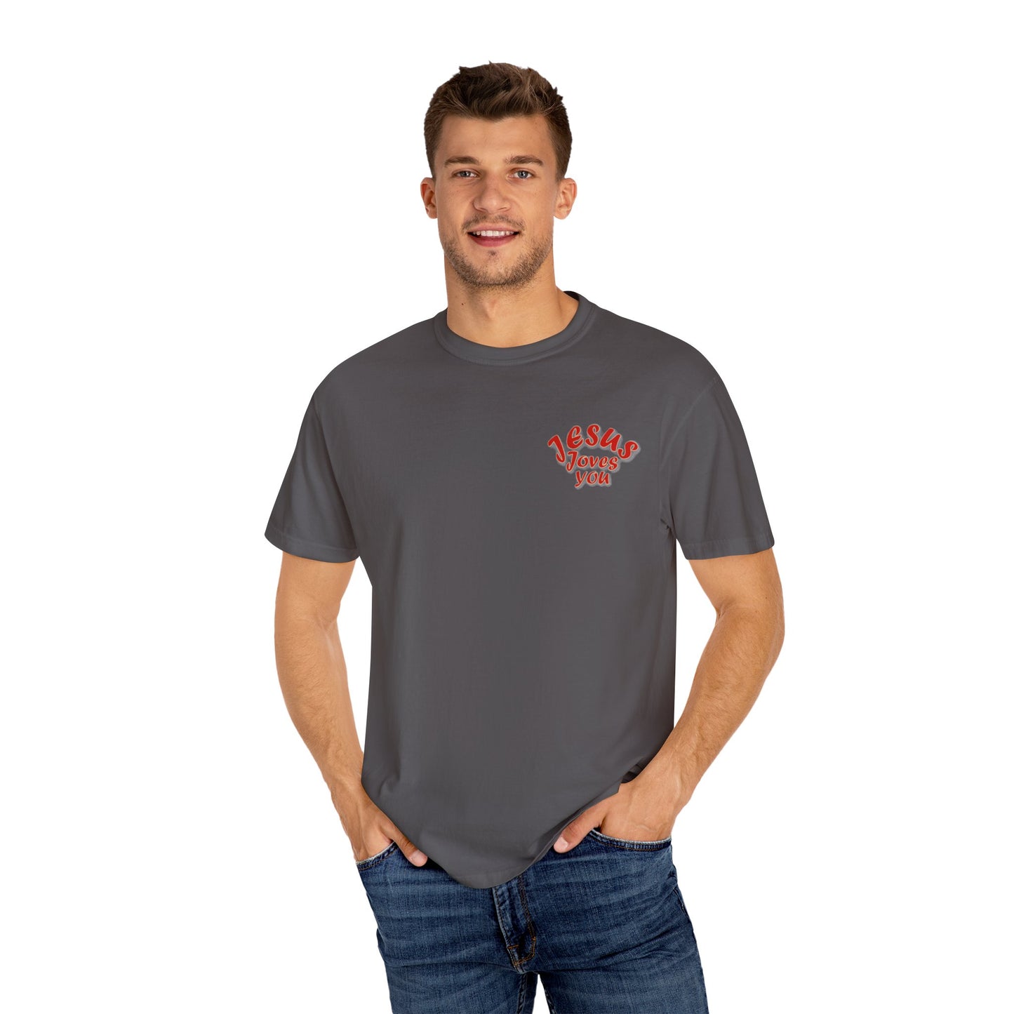 Christian Cross Heart Unisex T-shirt - Jesus Loves You Design